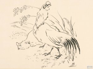 Coq et poule by Felix Bracquemond Oil Painting