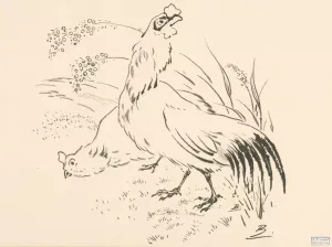 Coq et poule by Felix Bracquemond Oil Painting