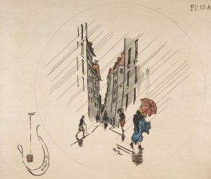 Decoration for a Plate; Rain by Felix Bracquemond Oil Painting