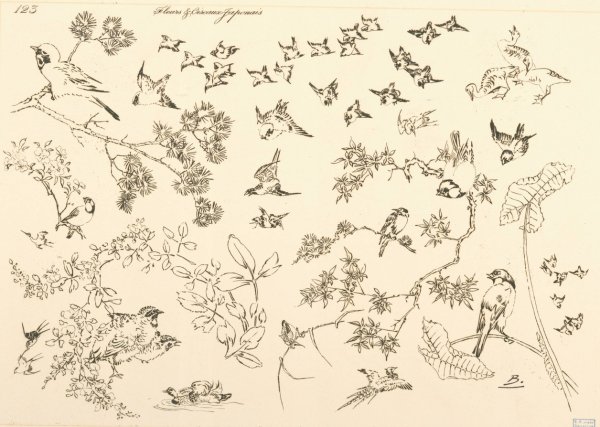 Fleurs et oiseaux japonais by Felix Bracquemond - Hand-Painted Oil Painting Reproduction