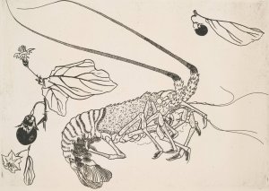 Grand langouste aux antennes relevees by Felix Bracquemond Oil Painting