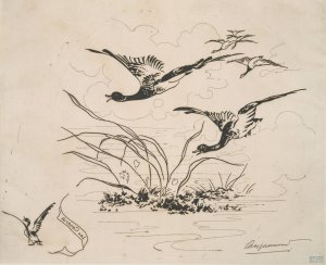 Les canards by Felix Bracquemond Oil Painting