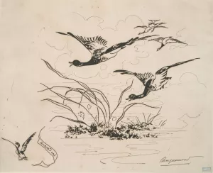 Les canards by Felix Bracquemond Oil Painting