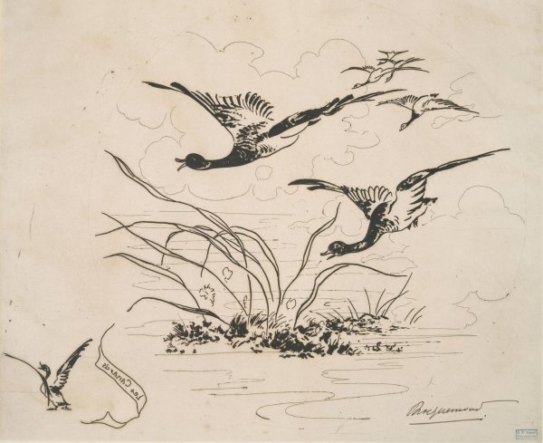 Les canards  by Felix Bracquemond - Hand-Painted Oil Painting Reproduction