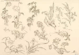 Oiseaux et fleurs japonais by Felix Bracquemond Oil Painting