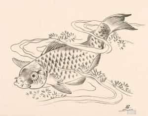 Poisson dans une vague by Felix Bracquemond Oil Painting