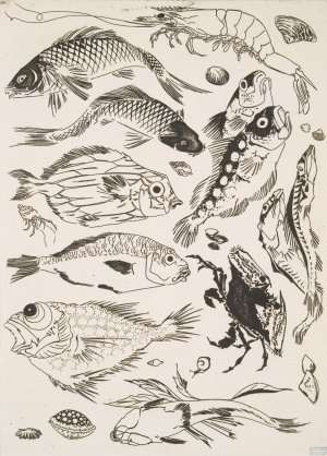 Poissons Oil painting by Felix Bracquemond