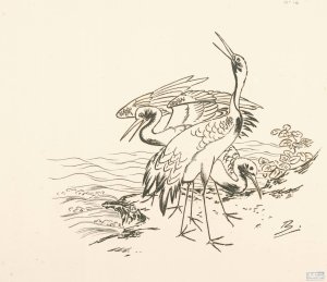 Trois grues au bord de la mer by Felix Bracquemond Oil Painting