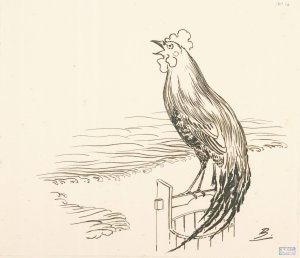 Un coq perche sur un seau, devant la mer by Felix Bracquemond Oil Painting