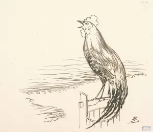 Un coq perche sur un seau, devant la mer by Felix Bracquemond Oil Painting