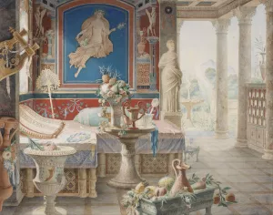 Architectural Fantasy in the Style of Pompeii by Felix Duban Oil Painting