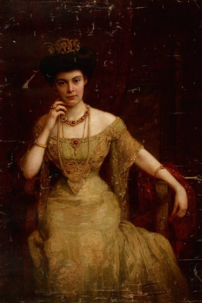 Portrait of Augusta Victoria of Schleswig-Holstein  by Felix Ehrlich - Hand-Painted Oil Painting Reproduction