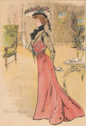 La Nouvelle Mode, No. 22: 2 Juin 1901: omslag met lezende dame by Felix Fournery Oil Painting