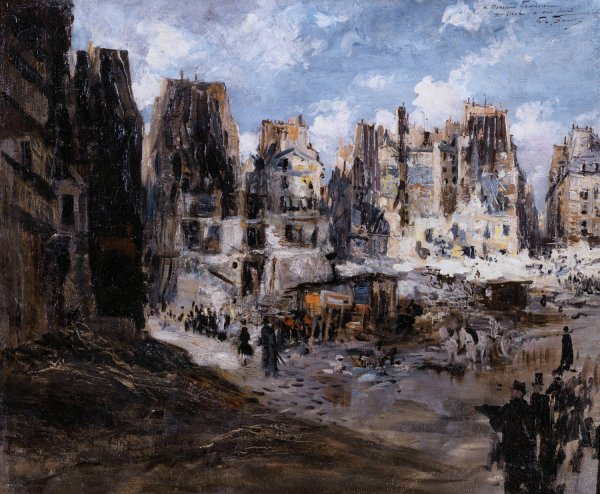Le percement de l'avenue de l'Opera.  by Felix Hilaire Buhot - Hand-Painted Oil Painting Reproduction