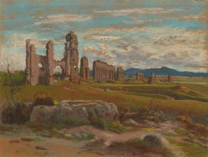 The Aqua Claudia in the Roman Campagna by Felix-Hippolyte Lanoue Oil Painting