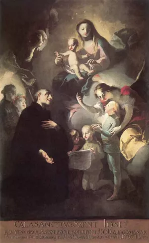 Saint Joseph Calasantius Before the Virgin by Felix Ivo Leicher - Oil Painting Reproduction
