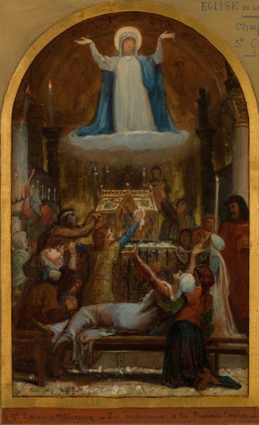 Les Malheureux et les pauvres implorent sainte Genevieve intercesseur  by Felix-Joseph Barrias - Hand-Painted Oil Painting Reproduction
