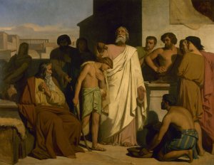 The anointing of David by Samuel by Felix-Joseph Barrias Oil Painting