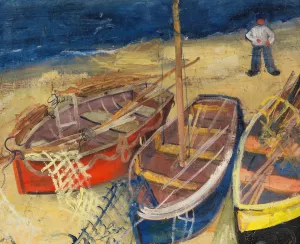 Fischerboote am Strand by Felix Nussbaum Oil Painting