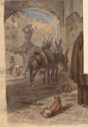 Bernini Fountain, Rome by Felix Octavius Carr Darley Oil Painting
