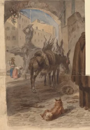 Bernini Fountain, Rome by Felix Octavius Carr Darley Oil Painting