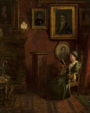 Portrait of a woman in an armchair by Felix Possart Oil Painting