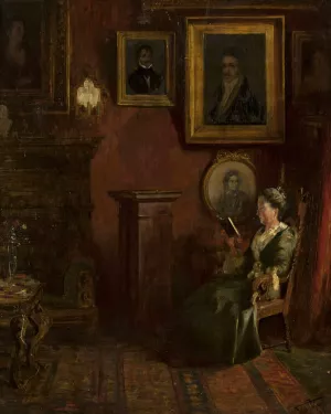 Portrait of a woman in an armchair by Felix Possart Oil Painting