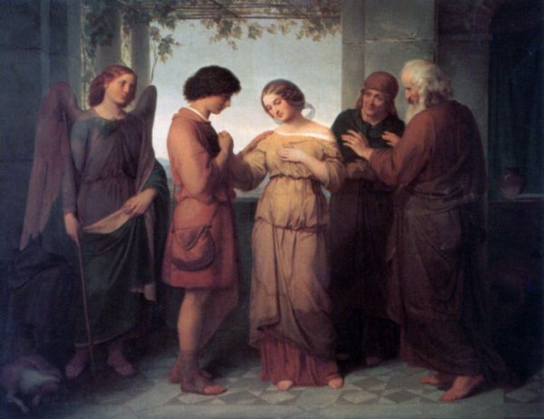 Sara Wird Tobias Zugefuhrt by Felix Schadow - Hand-Painted Oil Painting Reproduction