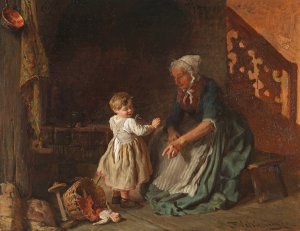 Der umgekippte Puppenwagen by Felix Schlesinger Oil Painting