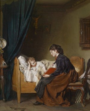 Die Gute-Nacht-Geschichte by Felix Schlesinger Oil Painting