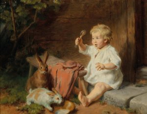 Die Spielgefahrten by Felix Schlesinger Oil Painting