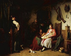 The New Baby by Felix Schlesinger Oil Painting