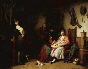 The New Baby by Felix Schlesinger Oil Painting