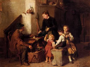The Peddler's Wares by Felix Schlesinger Oil Painting