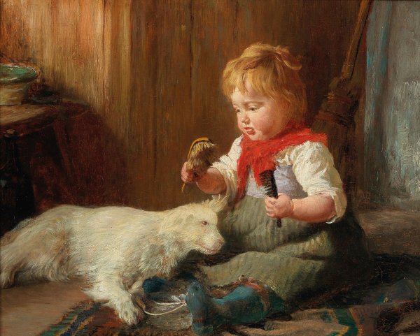 The Young Hairdresser by Felix Schlesinger - Hand-Painted Oil Painting Reproduction