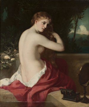 Woman combing hair by Felix Schurig Oil Painting