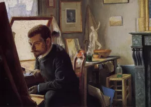 Felix Jasinski in His Printmaking Studio by Felix Vallotton - Oil Painting Reproduction