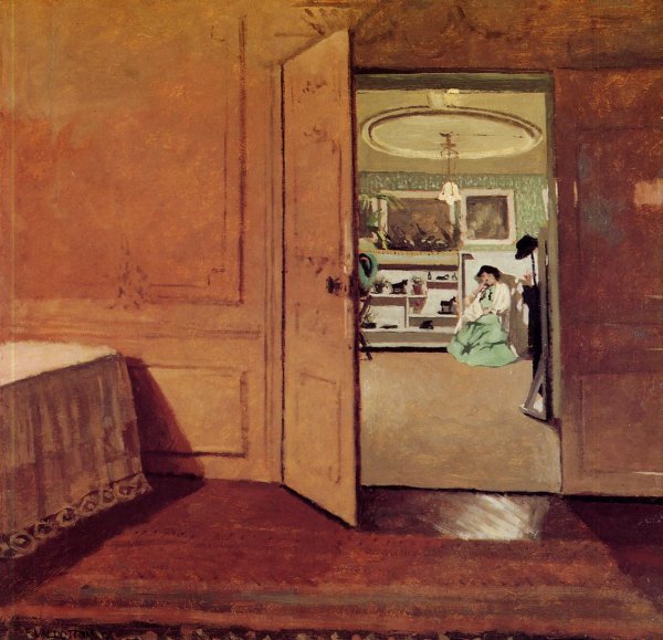 Main Product Photo of Interior, Vestibule by Lamplight Painting by Felix Vallotton