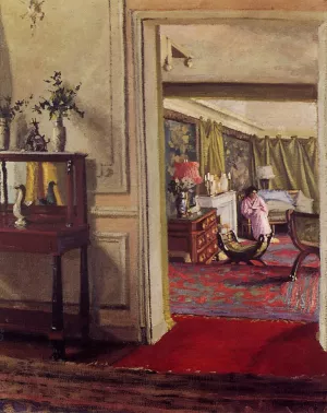 Interior with Woman in Pink Oil painting by Felix Vallotton