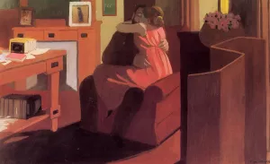 Intimacy also known as Interior with Couple and Screen by Felix Vallotton Oil Painting