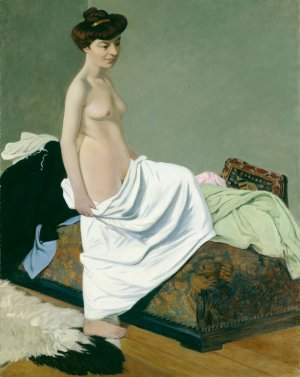 Standing Nude Holding Gown on Her Knee by Felix Vallotton Oil Painting