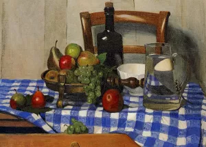 Still Life with Blue Checkered Tablecloth painting by Felix Vallotton