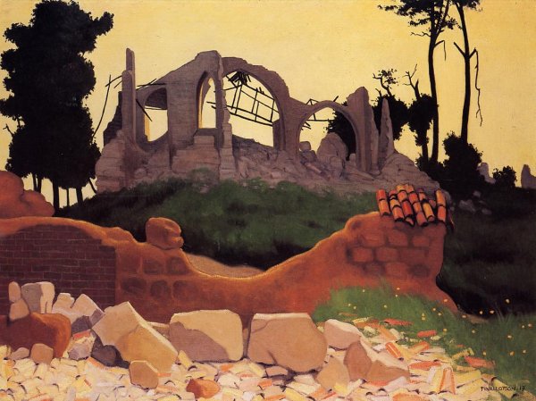 Main Product Photo of The Church of Souain in Silhouette Painting by Felix Vallotton