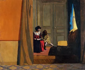 Woman Reading to a Little Girl Oil painting by Felix Vallotton