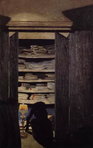 Woman Searching through a Cupboard by Felix Vallotton - Oil Painting Reproduction
