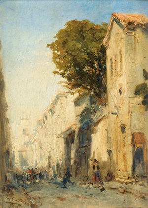 A street in Martigues by Felix Ziem Oil Painting