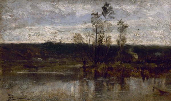Bord de riviere  by Felix Ziem - Hand-Painted Oil Painting Reproduction