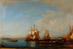 Caiques and Sailboats at the Bosphorus by Felix Ziem Oil Painting