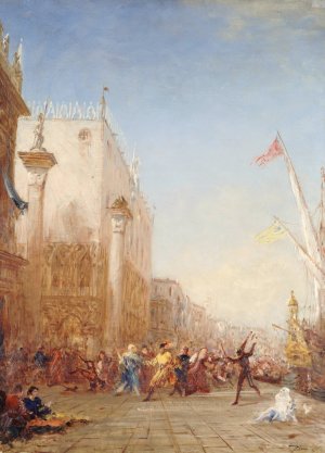 Carnaval a Venise, quai des Esclavons by Felix Ziem Oil Painting