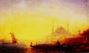 Constantinople Au Soleil Couchant by Felix Ziem - Oil Painting Reproduction